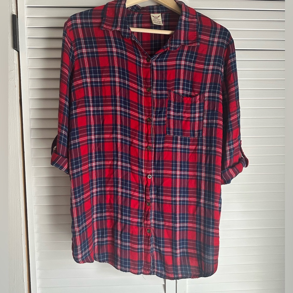 Lightweight Red and Blue Plaid Women’s Shirt
